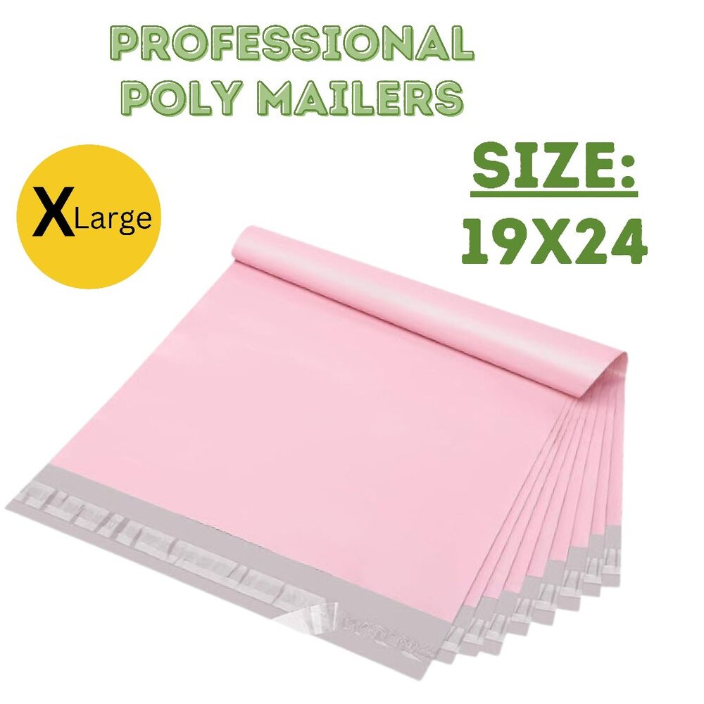20 count - 19x24 Poly Mailer - Professional Self Sealing Pink Poly Mailer